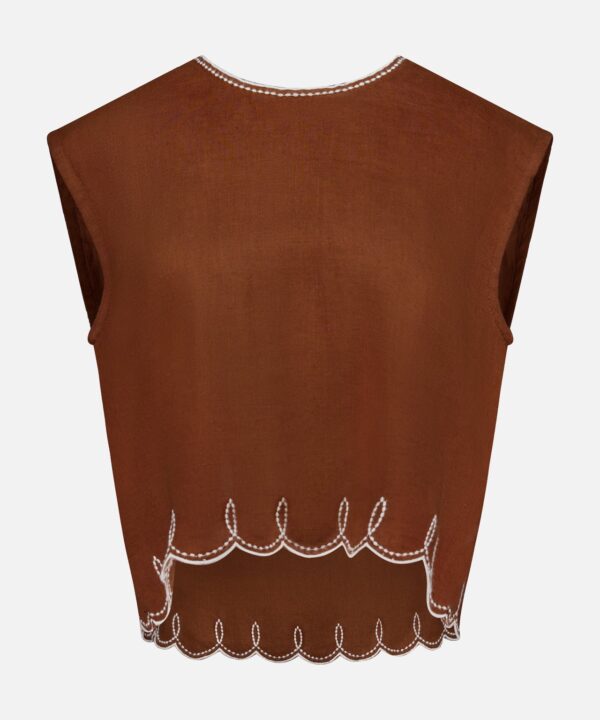 Kessan Embroidered Linen Top