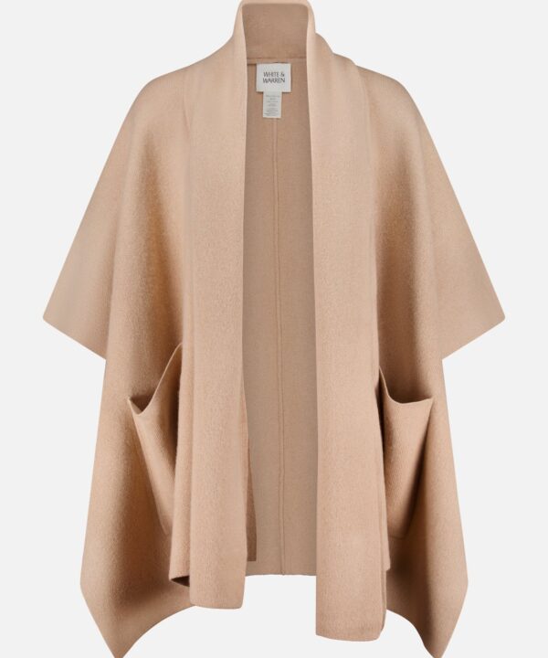 Cashmere Blend Poncho with Attached Scarf
