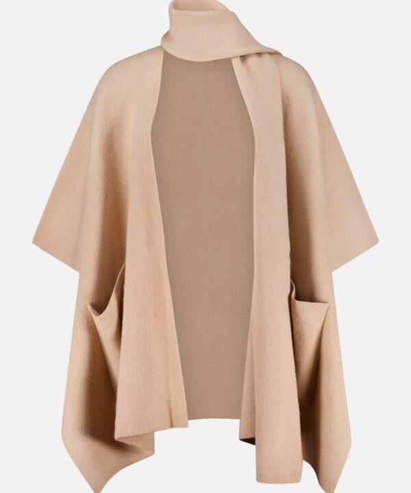 Alternative view of Cashmere Blend Poncho with Attached Scarf