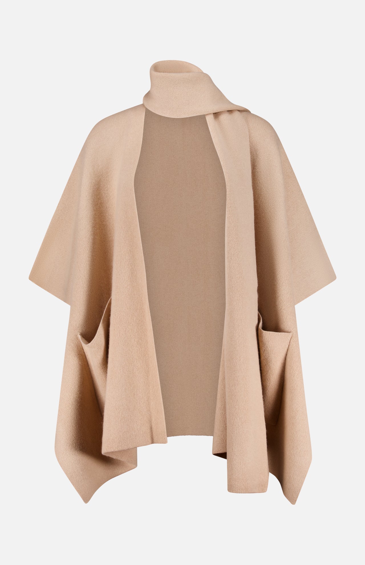 Cashmere Blend Poncho with Attached Scarf - Image 2