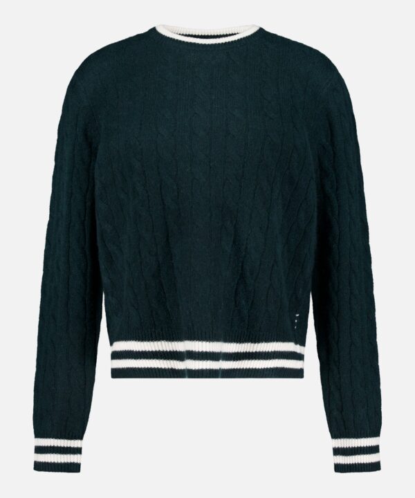 Cashmere Varsity Cable Crewneck Sweater